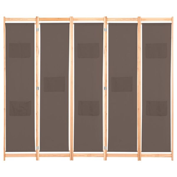 Vidaxl 5-panelowy parawan pokojowy 200x170 cm brązowy - 76% taniej