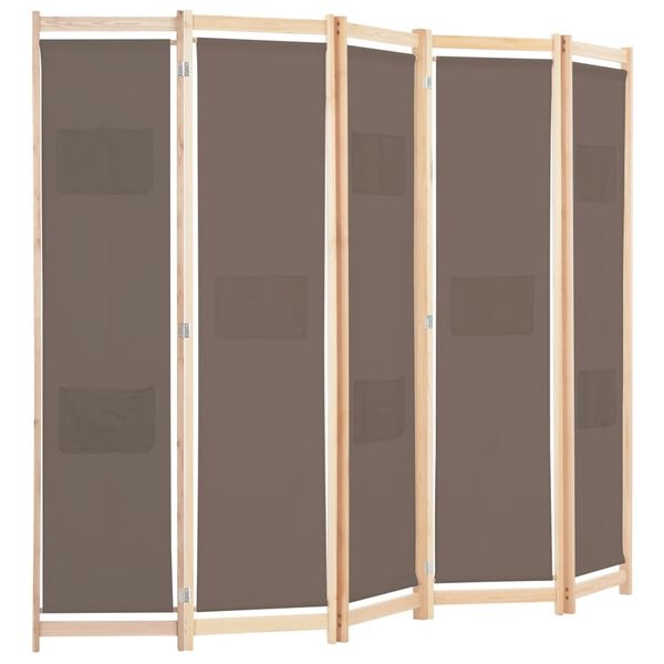 Vidaxl 5-panelowy parawan pokojowy 200x170 cm brązowy - 76% taniej