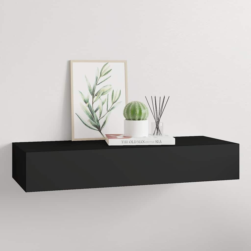 Vidaxl Czarna półka ścienna z szufladą 60x23,5 cm - 64% taniej