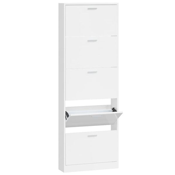 Vidaxl Wąska szafka na buty, biały połysk, 59x17x169 cm - 69% taniej