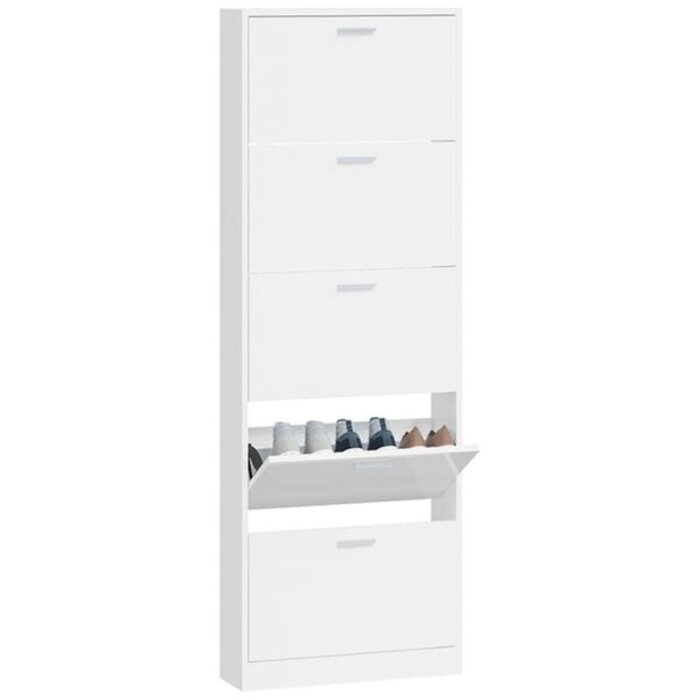 Vidaxl Wąska szafka na buty, biały połysk, 59x17x169 cm - 69% taniej
