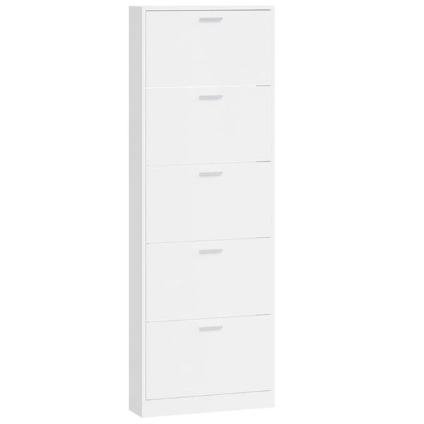 Vidaxl Wąska szafka na buty, biały połysk, 59x17x169 cm - 69% taniej