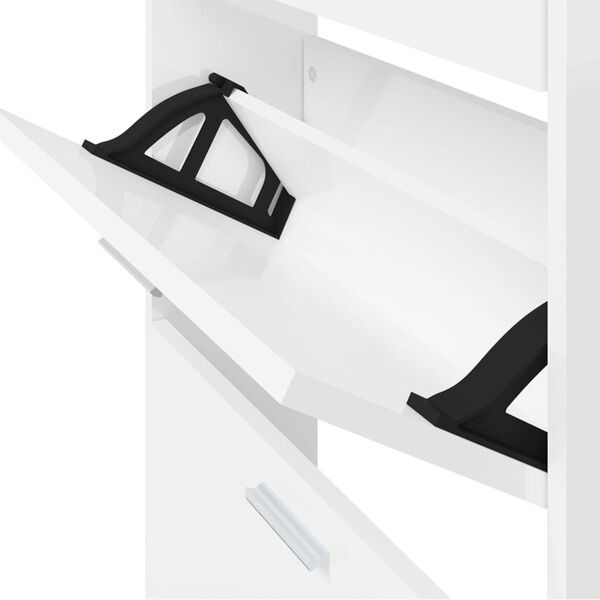 Vidaxl Wąska szafka na buty, biały połysk, 59x17x169 cm - 69% taniej