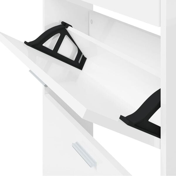 Vidaxl Nowoczesna szafka na buty 59x17x169 cm - Biały Połysk - 25% taniej
