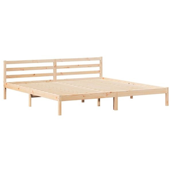 Vidaxl Solidne łóżko sosnowe z zagłówkiem 220x180 cm - brązowe - 71% taniej