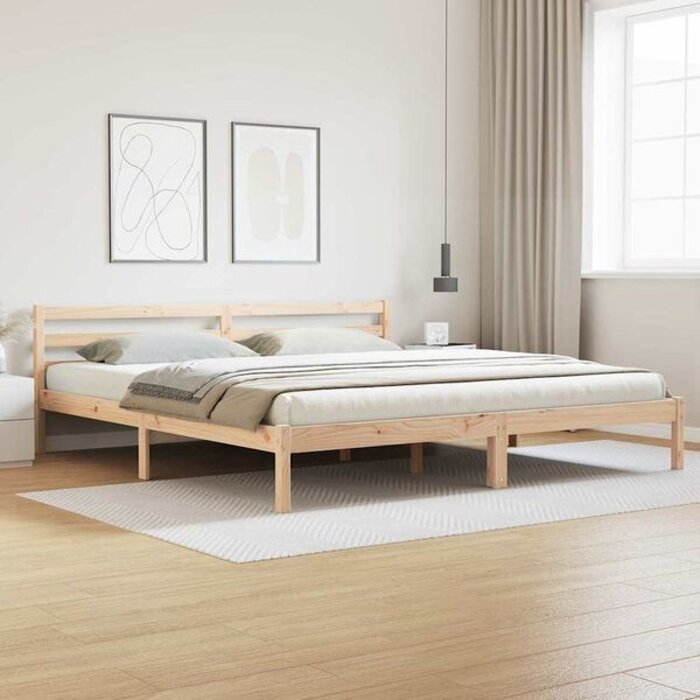 Vidaxl Solidne łóżko sosnowe z zagłówkiem 220x180 cm - brązowe - 71% taniej