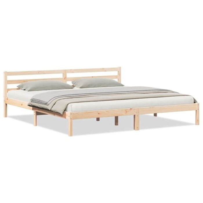Vidaxl Solidne łóżko sosnowe z zagłówkiem 220x180 cm - brązowe - 71% taniej
