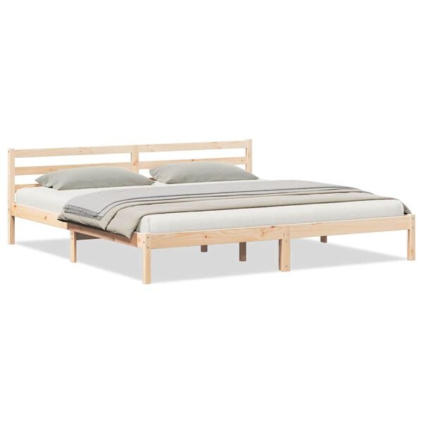 Vidaxl Solidne łóżko sosnowe z zagłówkiem 220x180 cm - brązowe - 71% taniej