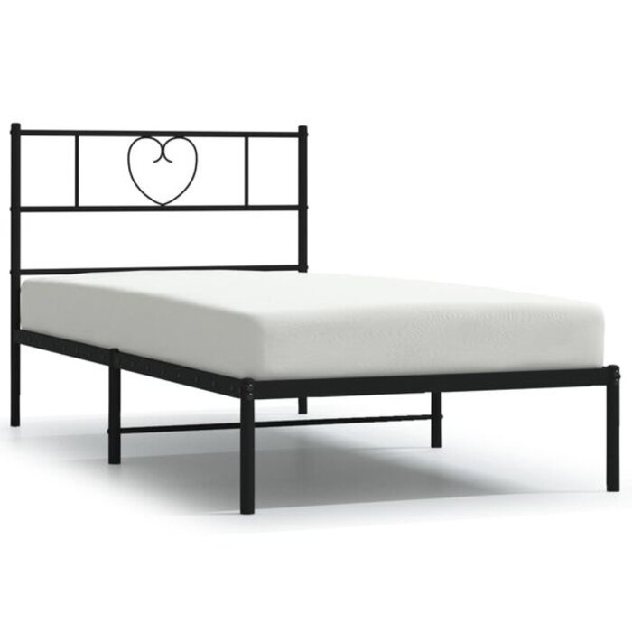 Vidaxl Metalowa rama łóżka z zagłówkiem 75x190 cm czarna - 73% taniej