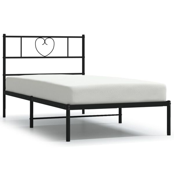 Vidaxl Metalowa rama łóżka z zagłówkiem 75x190 cm czarna - 73% taniej