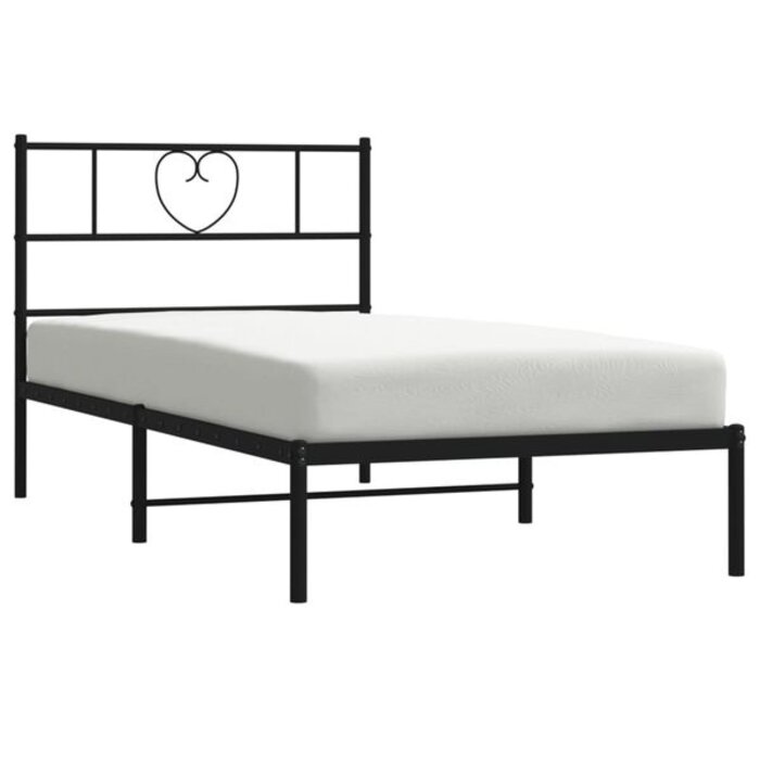 Vidaxl Metalowa rama łóżka z zagłówkiem 75x190 cm czarna - 73% taniej
