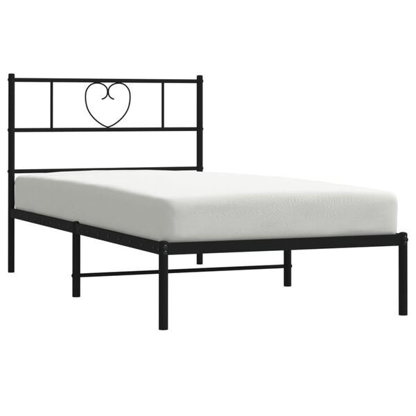 Vidaxl Metalowa rama łóżka z zagłówkiem 75x190 cm czarna - 73% taniej