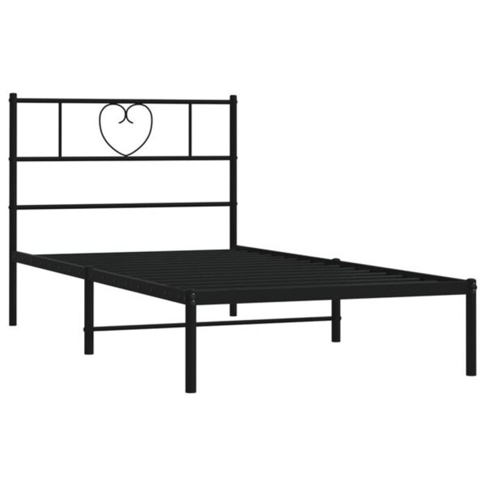 Vidaxl Metalowa rama łóżka z zagłówkiem 75x190 cm czarna - 73% taniej