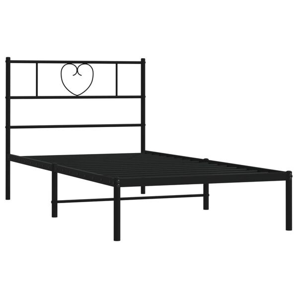 Vidaxl Metalowa rama łóżka z zagłówkiem 75x190 cm czarna - 73% taniej