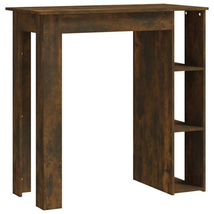 Vidaxl Stół barowy z półkami dąb wędzony 102x50x103,5 cm - 74% taniej