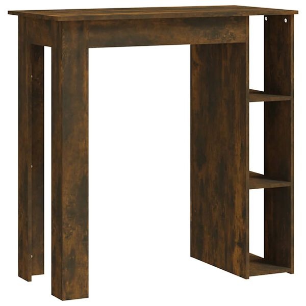 Vidaxl Stół barowy z półkami dąb wędzony 102x50x103,5 cm - 74% taniej