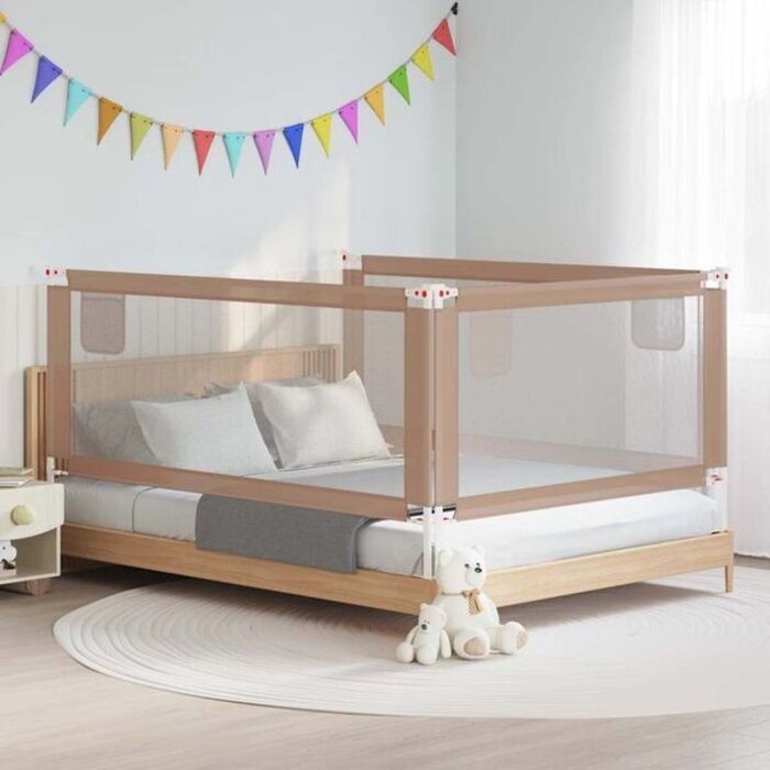 Vidaxl Barierka ochronna do łóżka 200x25 cm taupe - 72% taniej