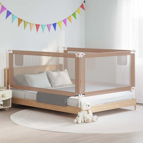Vidaxl Barierka ochronna do łóżka 200x25 cm taupe - 72% taniej