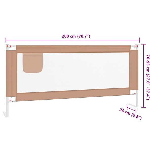 Vidaxl Barierka ochronna do łóżka 200x25 cm taupe - 72% taniej