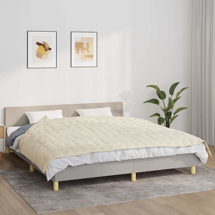 Vidaxl Koc obciążeniowy 155x220 cm 7 kg jasnokremowy - 71% taniej