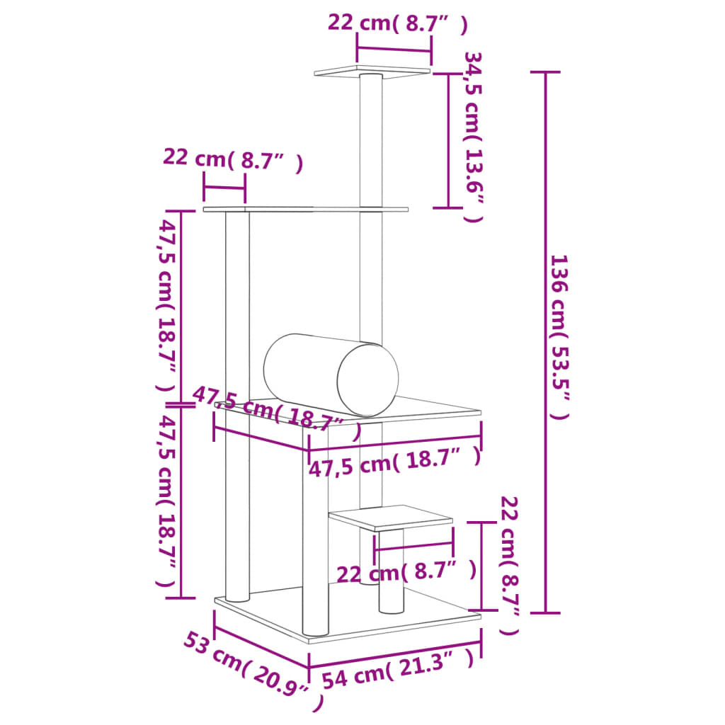 Vidaxl Drapak dla kota 136 cm jasnoszary - 68% taniej