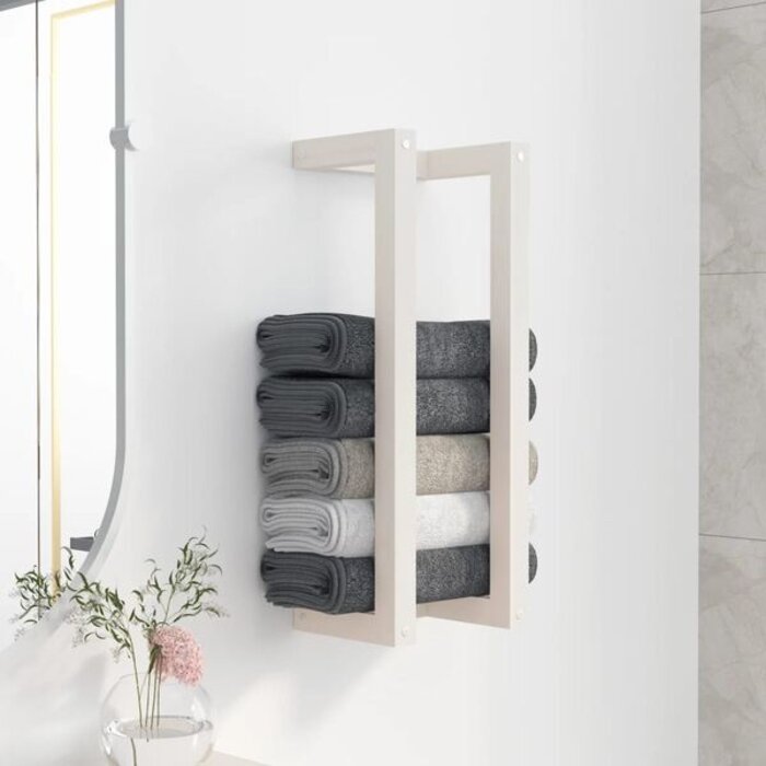 Vidaxl Biały wieszak na ręczniki z drewna sosnowego 23x60cm - 50% taniej