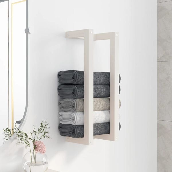Vidaxl Biały wieszak na ręczniki z drewna sosnowego 23x60cm - 50% taniej