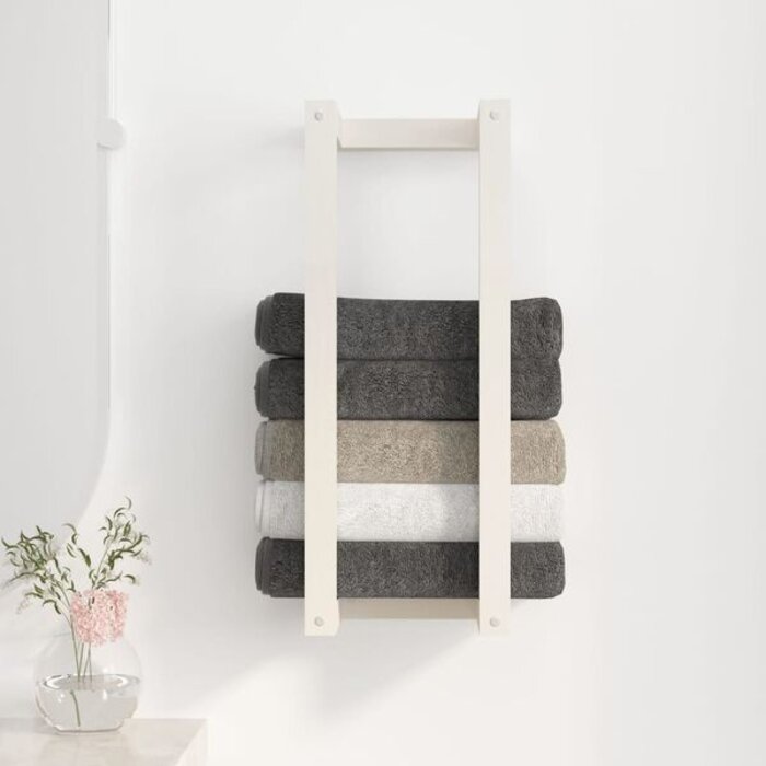 Vidaxl Biały wieszak na ręczniki z drewna sosnowego 23x60cm - 50% taniej