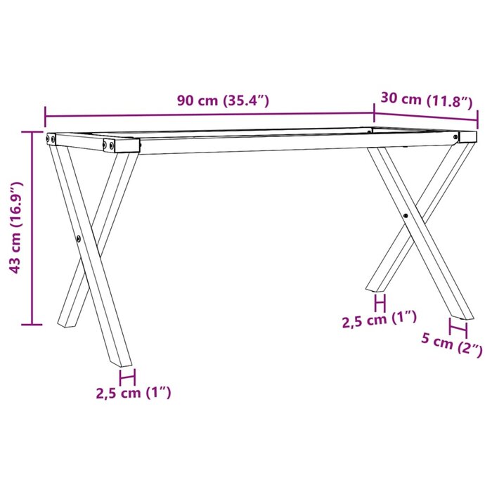 Vidaxl Industrialne nogi do stolika X 90x30x43 cm - Żeliwne - 68% taniej
