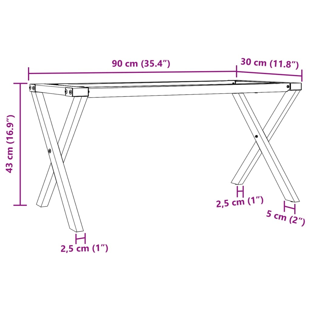 Vidaxl Industrialne nogi do stolika X 90x30x43 cm - Żeliwne - 68% taniej