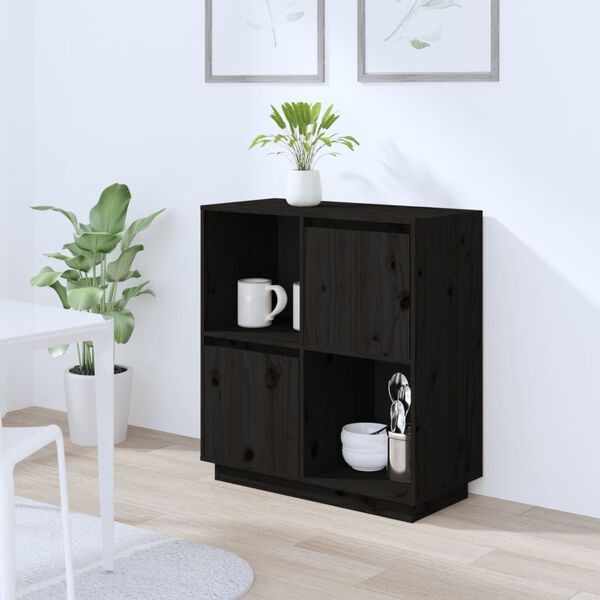 Vidaxl Czarna komoda z litego drewna sosnowego 74x35x80 cm - 84% taniej