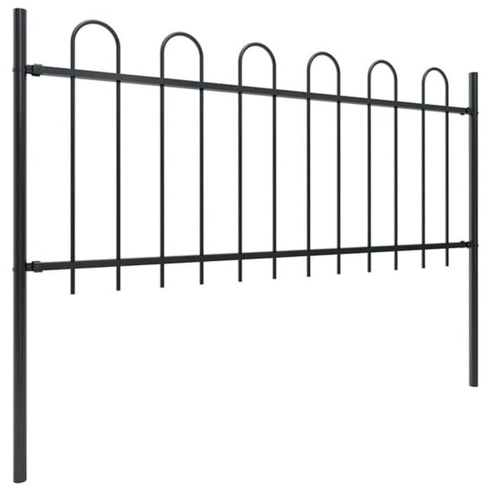 Vidaxl Stalowe ogrodzenie ogrodowe 180x130 cm, czarne - 72% taniej