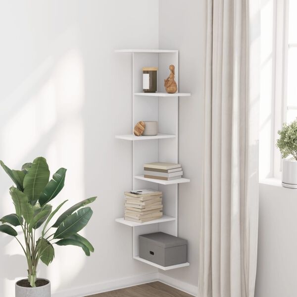 Vidaxl Narożny regał ścienny 36,5x140 cm biały - 74% taniej