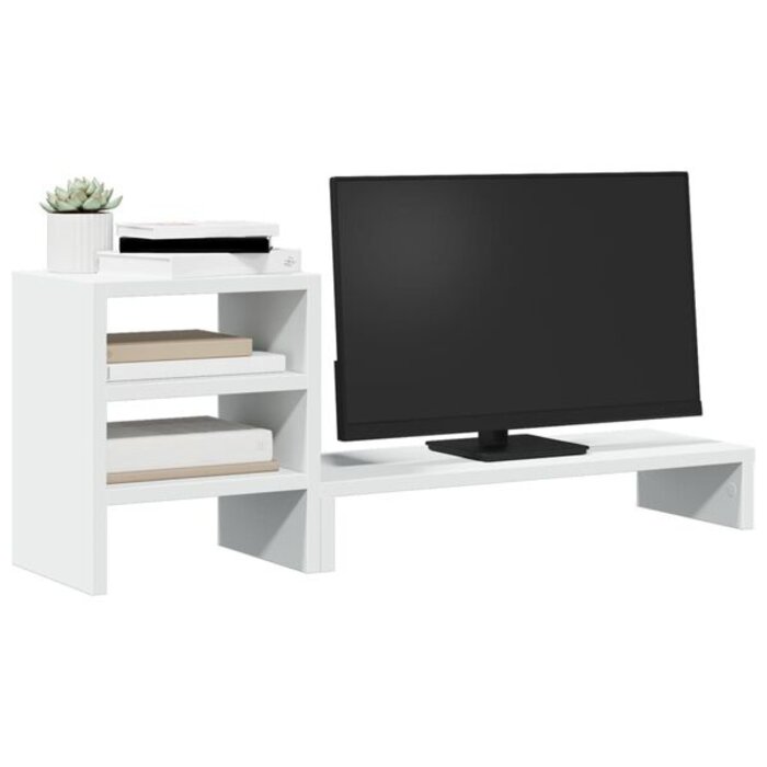 Vidaxl Podstawka pod monitor z organizerem, biała 80x20x30 cm - 64% taniej