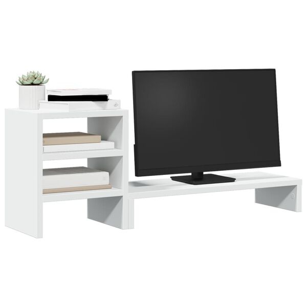 Vidaxl Podstawka pod monitor z organizerem, biała 80x20x30 cm - 64% taniej