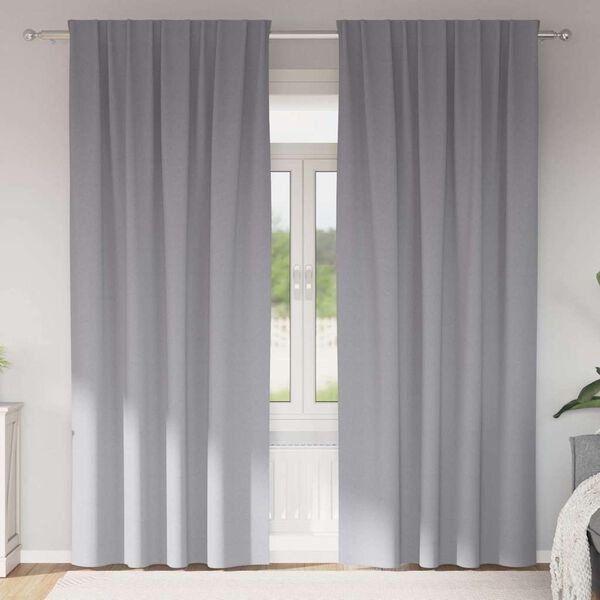 Vidaxl Zasłony zaciemniające jasnoszare 245x140 cm, 2 szt. - 63% taniej