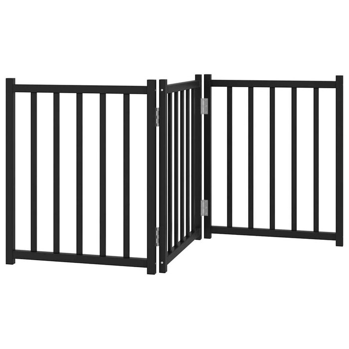 Vidaxl Składana bramka dla psa 150 cm lite drewno - Czarna - 73% taniej