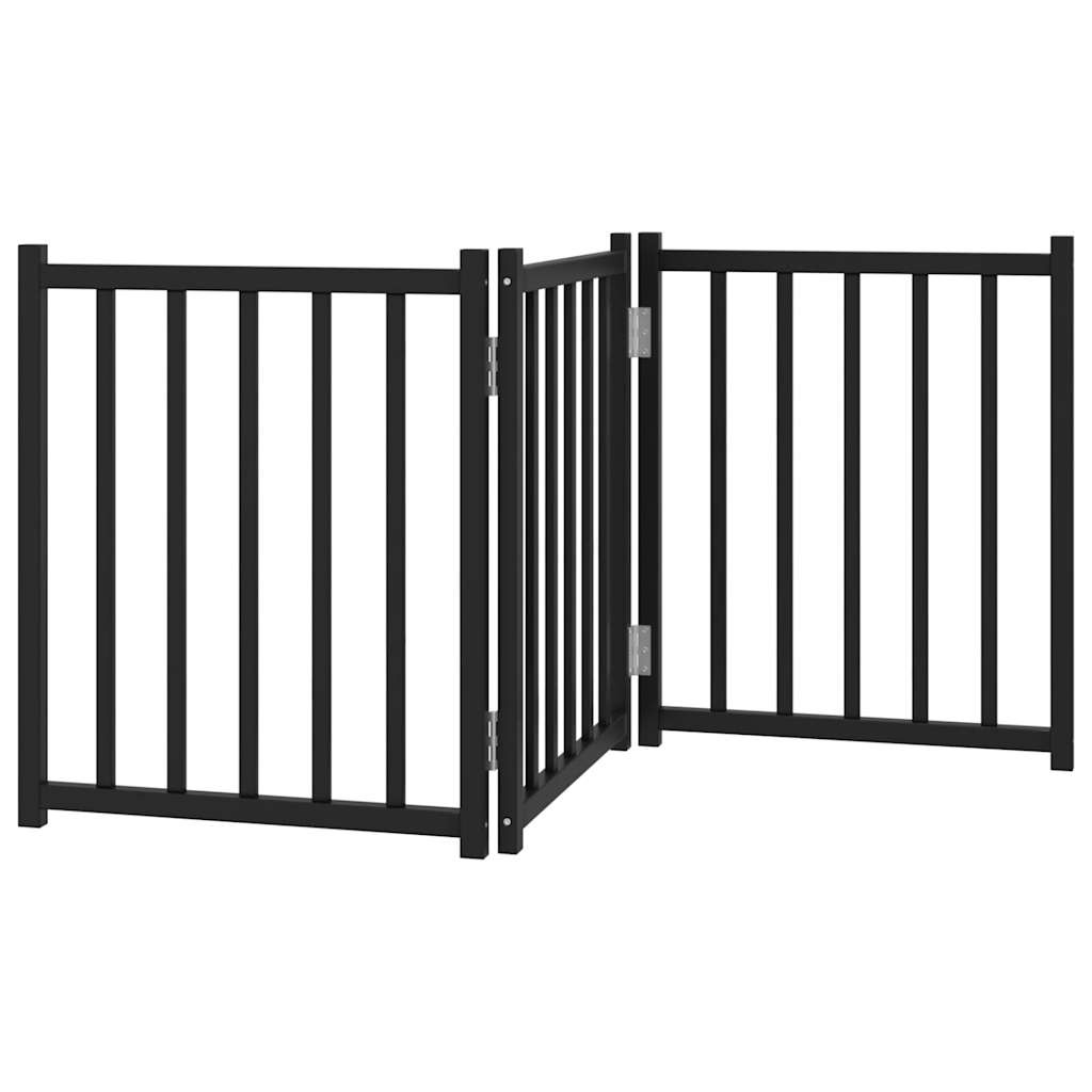 Vidaxl Składana bramka dla psa 150 cm lite drewno - Czarna - 73% taniej