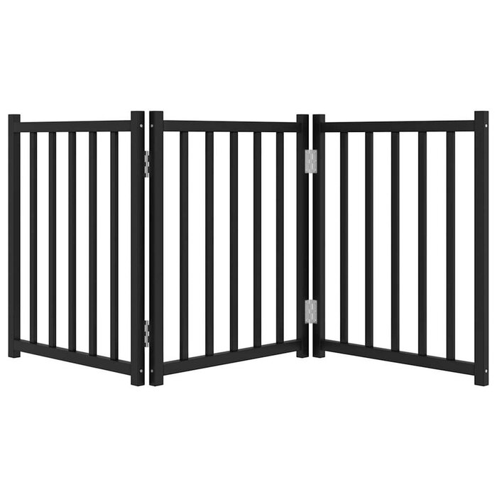 Vidaxl Składana bramka dla psa 150 cm lite drewno - Czarna - 73% taniej