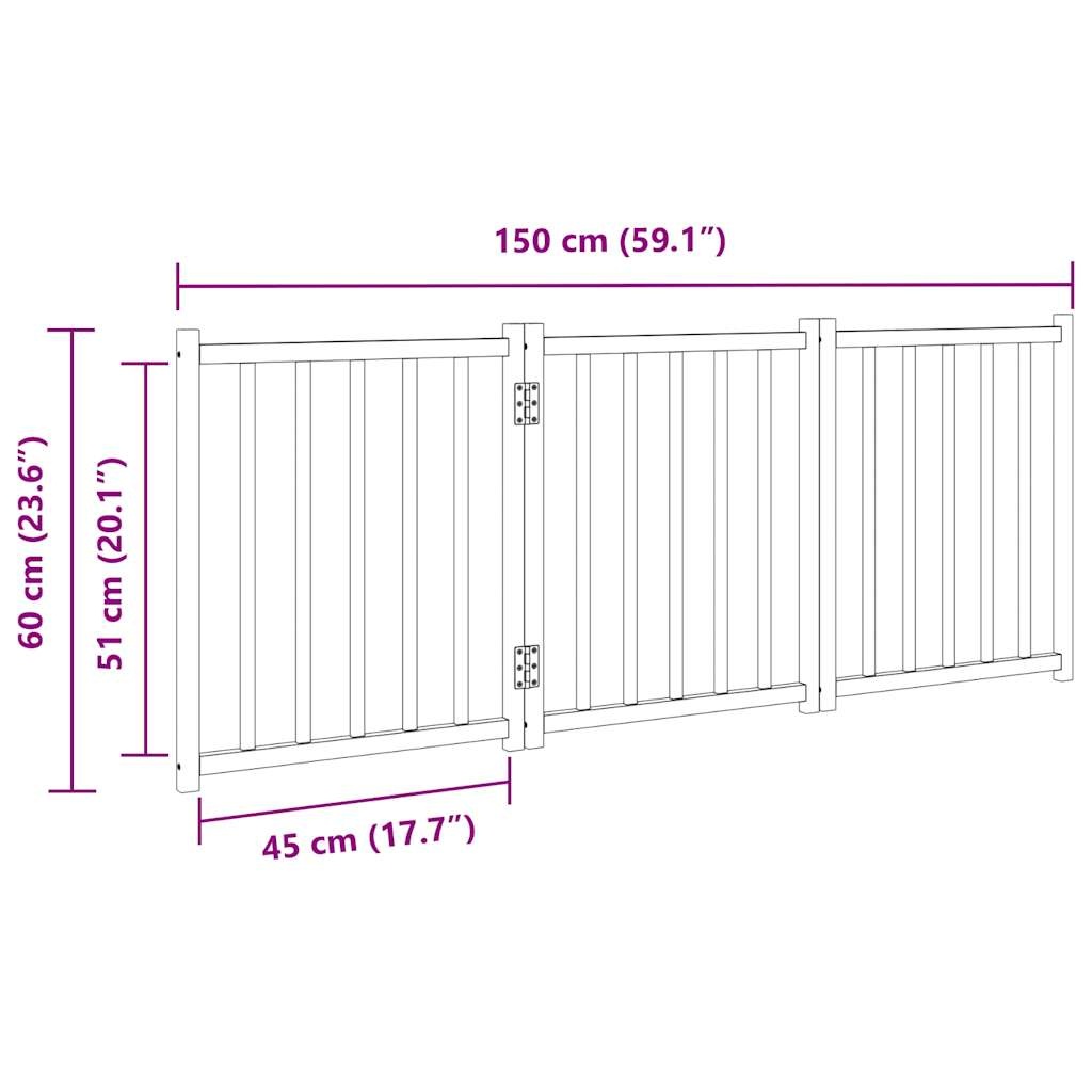Vidaxl Składana bramka dla psa 150 cm lite drewno - Czarna - 73% taniej