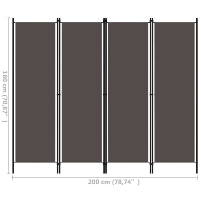 Vidaxl Parawan pokojowy 4-panelowy 200x180 cm antracytowy - 67% taniej