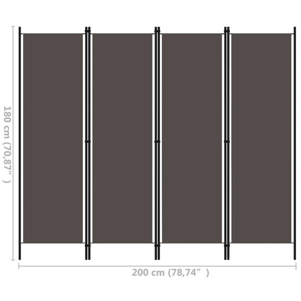 Vidaxl Parawan pokojowy 4-panelowy 200x180 cm antracytowy - 67% taniej