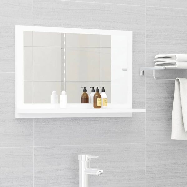 Vidaxl Białe lustro łazienkowe z półką 60x37 cm - 67% taniej