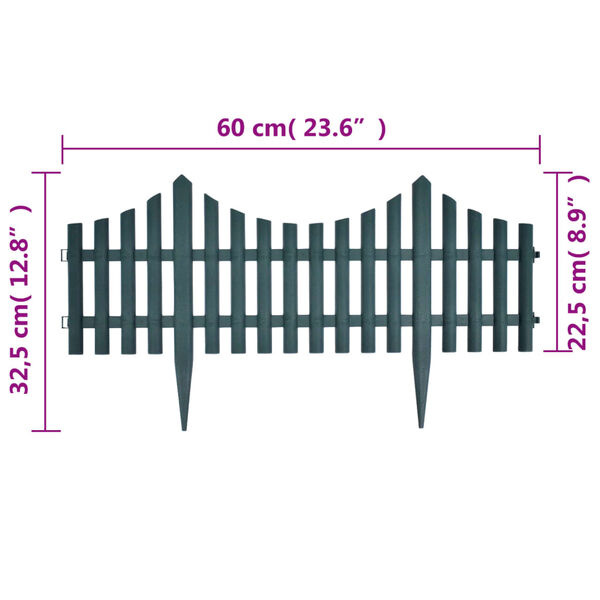 Vidaxl Zielona palisada ogrodowa 10 m - 17 sztuk | 65% taniej