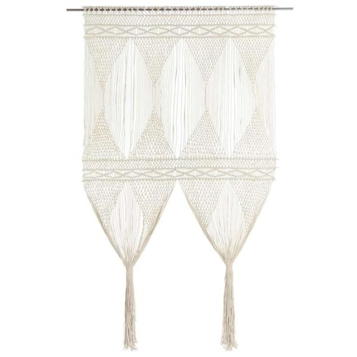 Vidaxl Zasłona makrama 140x240 cm kremowa bawełniana - 69% taniej