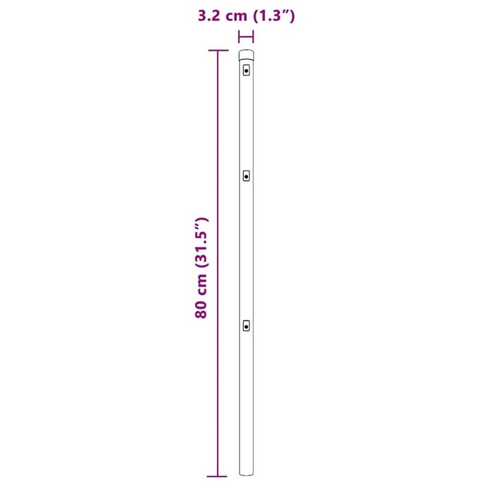 Vidaxl Zestaw 7 słupków ogrodzeniowych 32 mm x 80 cm, stal ocynkowana - 57% taniej