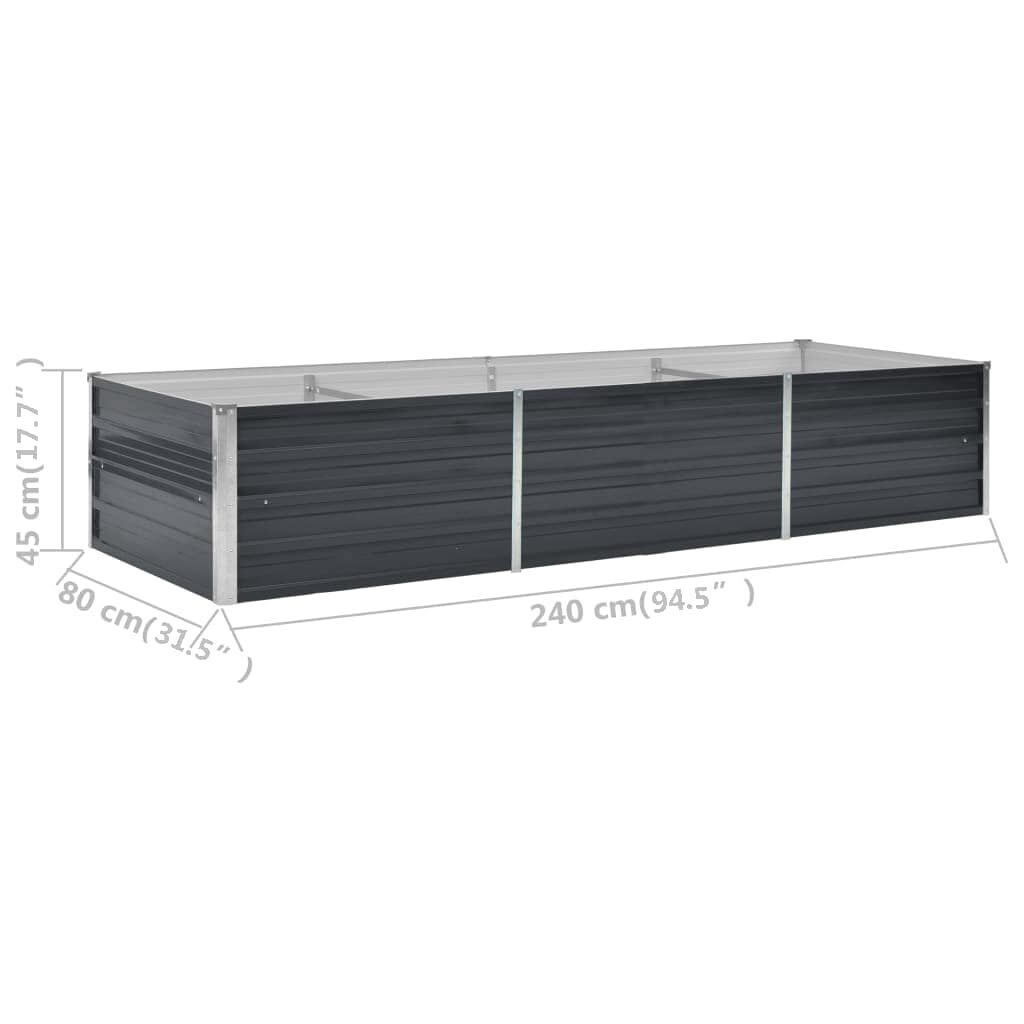 Vidaxl Podwyższona grządka 240x80x45 cm antracytowa - 73% taniej