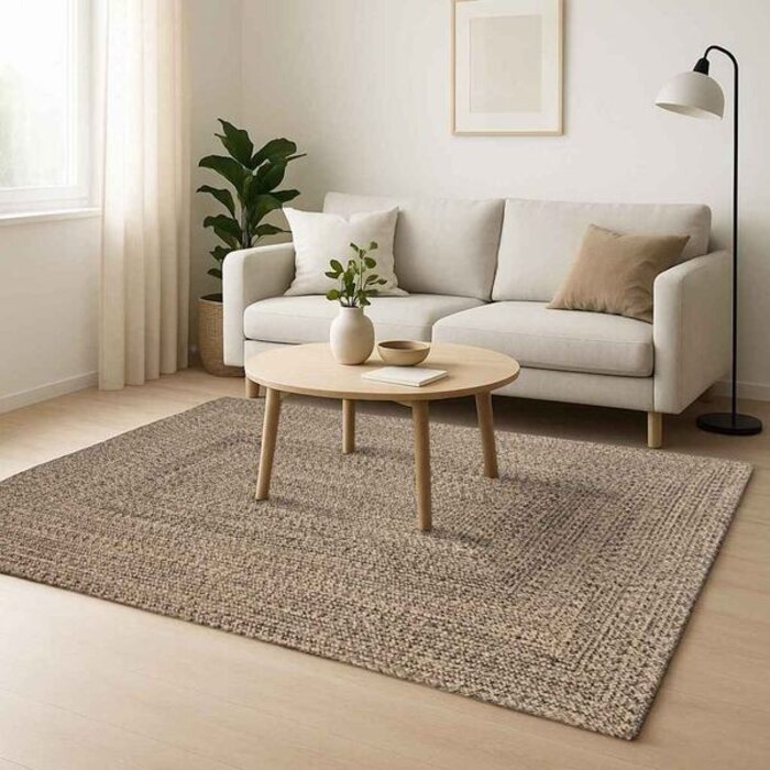 Vidaxl Dywan z juty naturalny i czarny 120 x 120 cm - 75% taniej