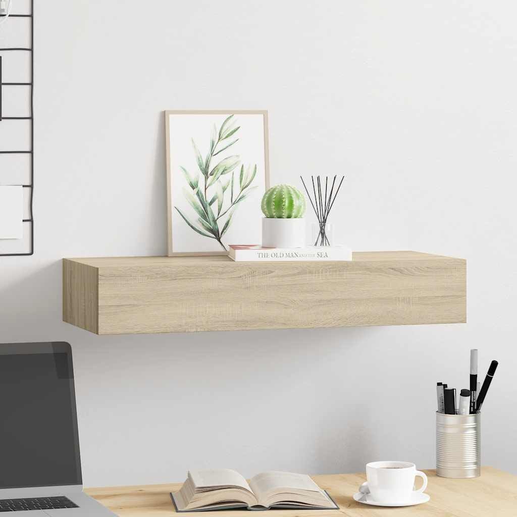 Vidaxl Półka ścienna z szufladą dębowa 60x23,5 cm - 71% taniej