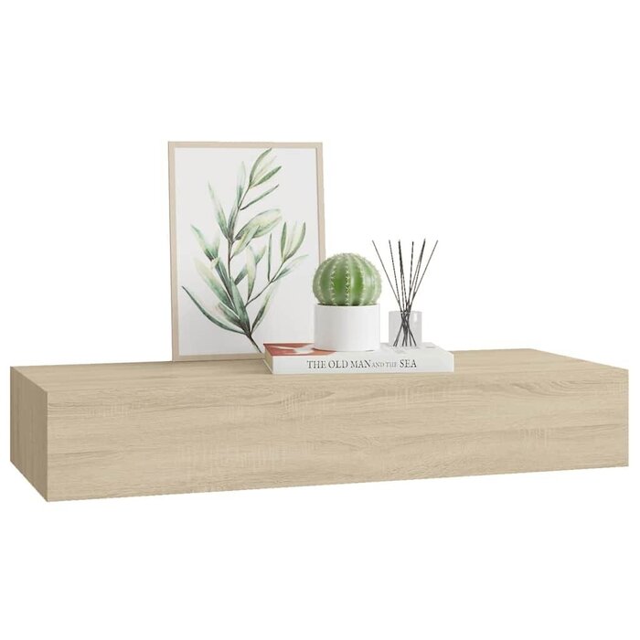 Vidaxl Półka ścienna z szufladą dębowa 60x23,5 cm - 71% taniej